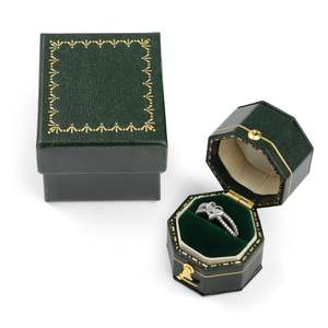 Jeulia Luxurious Vintage Green Octagon Velvet <b>Ring</b> <b>Box</b> for Jewelry - Product Image 1