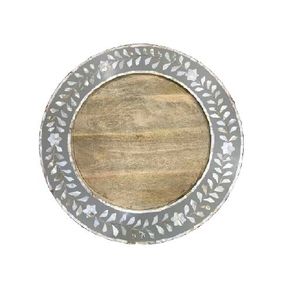 Artisan Mango Wood Plate with Pearl Inlay Decorative Wooden Dish for Dining <b>Table</b> Display Kitchen Use and Wedding Gift Ideas - Product Image 1