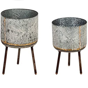 Decoración de oficina, maceta decorativa de lujo para el hogar, maceta galvanizada decorativa hecha a mano pulida brillante con asa - Product Image 3