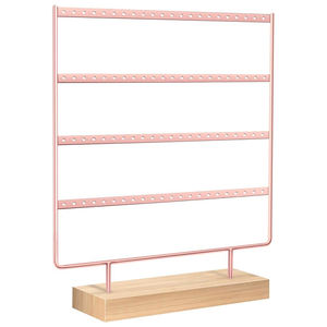 Présentoir de boucles d'oreilles en métal or rose à 4 couches et 88 trous Organisateur de plateau de bijoux pour boucles d'oreilles suspendues - Product Image 3