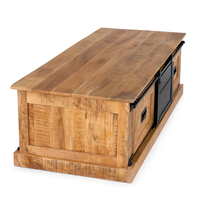 Table basse coulissante Akku Art Europe, best-seller, en bois massif, style industriel antique, 4 tiroirs, meuble de maison