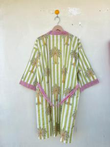 Indien fait à la main 100% coton Kimono robe pour femmes imprimé fleuri décontracté pour été printemps vêtements de nuit Bikini Wrap plage vacances - Product Image 5