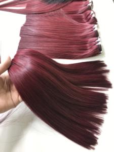 Paquetes de cabello virgen Bonestraight de grado superior, precio al por mayor de alta calidad, cabello humano de tendencia de Color Burdeos súper doble dibujado - Product Image 6