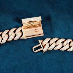 Cadena de eslabones estilo rapero de Hip Hop de alta calidad, cadena cubana de oro amarillo con diamante y acento de oro rosa, regalo para él - Product Image 4