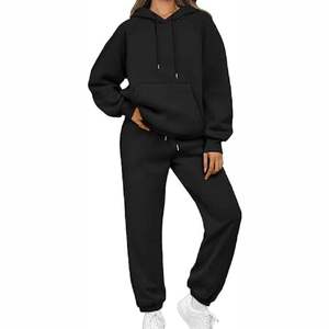 Ensemble de vêtements de sport pour femmes, personnalisé, à capuche, en polaire respirant, écologique, de haute qualité, couleur unie, décontracté, ample, automne-hiver - Product Image 4