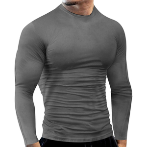 Camisas de manga larga de compresión atlética con cuello redondo para hombre de alta calidad, camiseta atlética de secado rápido ajustada para entrenamiento de gimnasio - Product Image 1