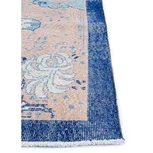 Alfombra de Lana Azul Vintage Anudada a Mano, Rectangular Grande con Patrón Floral y Abstracto para Entrada y Sala de Estar Pae-2117 - Product Image 4