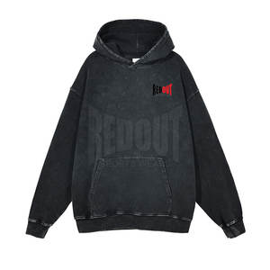 Vente directe d'usine 2025, sweats à capuche pour hommes en denim délavé, logo personnalisé, sweats à capuche en denim délavé uni pour hommes - Product Image 1