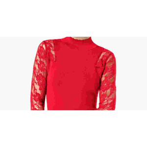 INC International Concepts Top in maglia con peplum in pizzo da donna rosso - Disponibile nelle taglie Petite e Large - Product Image 2