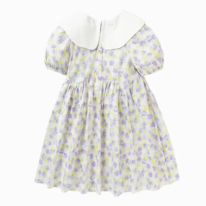 Trendy Boutique robe pour enfants solide manches bouffantes bouton écologique coton filles été tenue décontractée fabricant exportateur - Product Image 6