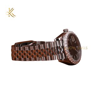 Montre de luxe en moissanite, cadran rond, acier inoxydable, montre-bracelet tendance avec fermoir pliant, design de sécurité - Product Image 3