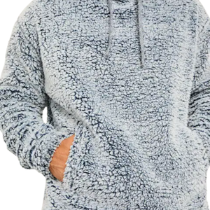 <b>Men</b> Winter <b>Sherpa</b> Fleece Pullover <b>Hoodie</b> Warm Soft Casual Plain Hooded Sweatshirt Long Sleeve Cozy Streetwear Custom Wholesale - Product Image 5