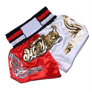 Pantalones cortos Muay Thai satén 100% poliéster logotipos personalizados diseños Oem impresión por sublimación bordado hecho en Pakistán - Product Image 5