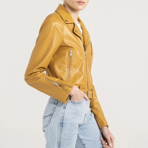 Ropa deportiva de manga larga para mujer Chaquetas de motorista de cuero genuino Cuero genuino de calidad premium para mujer - Product Image 2