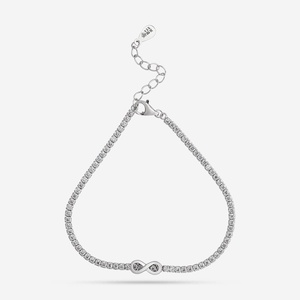 92.5 <b>Silver</b> <b>Bracelet</b> 191305 Rhodium & Gold Plated Diamond & Zircon Key Number Pattern Religious Ethnic <b>Charm</b> <b>Bracelets</b> for Gifts - Product Image 1