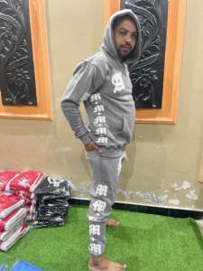 ชุดวอร์มผ้าคอตตอนซักสำหรับผู้ชายชุดมีฮู้ดและกางเกงขายาว100% เฮฟวี่เวทกำหนดได้เอง - Product Image 6