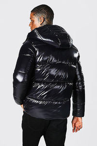 Veste polaire brillante de haute qualité en noir manteau en duvet chaud coupe-vent avec poche Logo personnalisé hiver extérieur bulle vestes pour hommes - Product Image 2