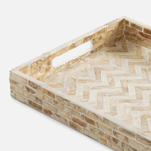 สําคัญสําหรับบ้านถาดเสิร์ฟแม่มุกสี่เหลี่ยมผืนผ้าพร้อมที่จับถาด MOP ที่หรูหราสําหรับเครื่องดื่มและอาหาร - Product Image 3