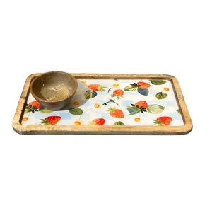 Plateau Berry Patch Plateaux de service en bois pour les fêtes Chips et Dip Assiette d'hébergement avec support Bar à salade Ensemble de service - Product Image 1