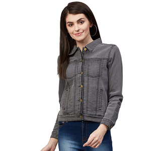 Women's <b>Cropped</b> <b>Denim</b> <b>Jacket</b> Winter Quilted Breathable Reversible High Quality Custom Color & Logo OEM Service - Product Image 4
