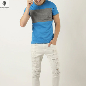 เสื้อยืดผ้าฝ้าย100% สำหรับผู้ชายระบายอากาศคอกลมสไตล์ฮิปฮอปเทคนิคการย้อมสีพื้นแบบเรียบ - Product Image 4