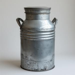 Lata de leche galvanizada hecha a mano con acabado de pátina de plata antigua, detalles artesanales diseñados para interiores decorativos - Product Image 1