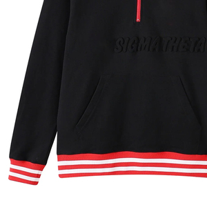 Sweat-shirt unisexe Delta Black Winter Acid Wash à col zippé, lettres en relief, style col rond brodé en chenille, imprimé sur le devant - Product Image 4