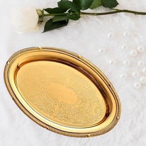 Bandeja Ovalada de Lujo Dorada con Diseño Grabado a Mano para Hotel, Restaurante, Centro de Mesa para el Hogar, Decoración Artística Elegante - Product Image 5