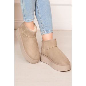 Bottines à plateforme en cuir verni beige à talon haut avec fermeture éclair, semelle intérieure fourrée, rehaussantes, mi-mollet, pour l'été, le printemps et l'automne - Product Image 3