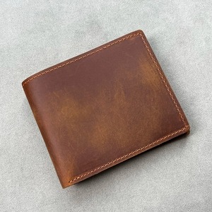 Cartera de cuero informal vintage con cierre de cremallera Patrón de logotipo impreso Mini monedero delgado de moda Diseño de bolsillo frontal de viaje - Product Image 6