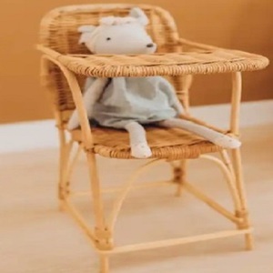 Silla alta de ratán natural para bebé, silla de alimentación para niños, muebles, silla alta de ratán para habitación de niños, silla de juguete - Product Image 4