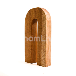 Vase en bois de teck naturel fait main, léger, durable, en forme de U, porte-fleurs en bois, jardinière moderne pour intérieur/extérieur - Product Image 3