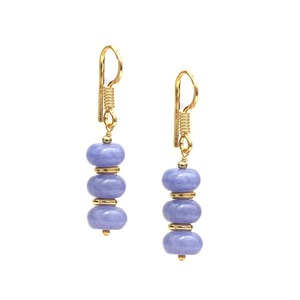 Handcrafted Gold Spacer Round Beads & Plated Hook Birthstone Fashion Jewelry Tanzanite Gemstone Dangle <b>Earrings</b> - Product Image 1