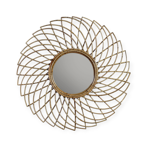 Wholesale Traditional Design <b>Lighted</b> <b>Wall</b> Mirrors with <b>Wicker</b> Rattan Wood Frame High Quality Home Interior Packed Boxes - Product Image 1