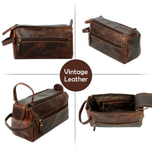 Trousse de toilette en cuir personnalisée pour hommes Kit de cadeaux pour garçons d'honneur Accessoire en cuir pour hommes Cadeau d'anniversaire - Product Image 4