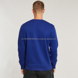 Sudadera de cuello redondo de lana personalizada 100% algodón de calidad superior para hombre azul ajuste regular Unisex tamaño puños acanalados dobladillo sólido OEM - Product Image 2