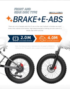 Brake 48V 35AH 2000W 20*4.0-inch Fat Tire 55km/h 150km Range EKXBIKE X20 Electric Bike With Hydraulic Shock Absorber Elektro - Product Image 2