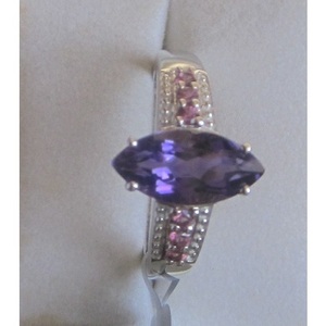 Fashionable Amethyst <b>Ring</b> with Rose Gold and Rhodium Plating Eye-Inlaid Moissanite Stylish 18K Engagement <b>Ring</b> - Product Image 1