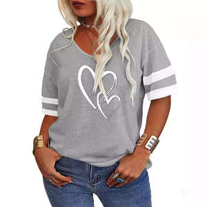 Camiseta Casual de Cuello en V de Manga Corta Transpirable de Jersey Holgada de Talla Grande para Mujer - Product Image 5