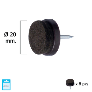 Cuscinetti in Feltro Marrone O/20 (Confezione Blister da 8 Unità) - Product Image 1
