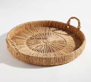 Fancy Household Hot <b>Sale</b> Handcrafted Jute & Wicker Food Serving Tray Factory Wholesale Restaurant & Hotel Supplies - Product Image 6