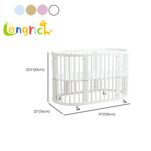Lit bébé musical convertible 3-en-1 en <span class=keywords><strong>bois</strong></span> naturel, lits bébé ronds et ovales pour bébés et enfants, articles pour bébés - Product Image 4
