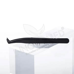 Ensemble de pinces à cils volume à pointe en fibre noire plasma à 90 degrés personnalisées Ensemble de pinces à cils en acier inoxydable de marque privée - Product Image 2