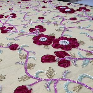 High Quality Hand Beaded <b>Lace</b> Fabric for Women's Fashion Designed by High Quality Beads for Garments Making - Product Image 3