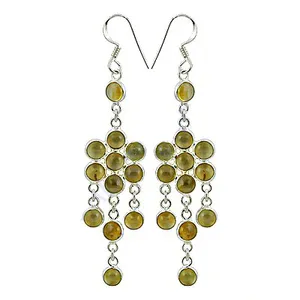"925 <b>Silver</b> Green Gemstone <b>Dangle</b> <b>Earrings</b> for Women's Party Gifts" - Product Image 1