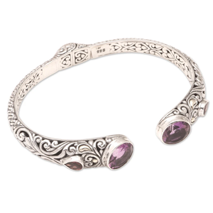 กำไลข้อมือเงินสเตอร์ลิงสไตล์โบฮีเมียนดีไซน์แบบเรียบง่ายดีไซน์ใหม่ทันสมัยพร้อมพลอยสีม่วงและโกเมน - Product Image 2