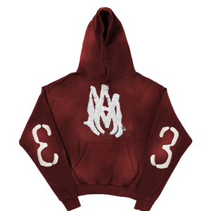 Acid Sun Fad Washed 100% Cotton Fleece Sudadera con capucha de gran tamaño para hombre Bordado 3D personalizado Ropa de calle Jersey Chaqueta de invierno - Product Image 3