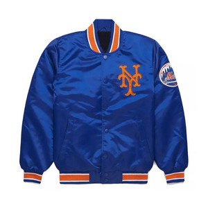 Noir sur la conception vierge propre logo plaine satin soie lettermen veste hommes, polyester satin soie lettermen gros varsity veste - Product Image 2