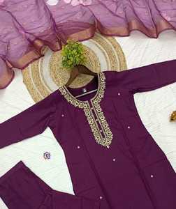 Increíble hermoso rayón de viscosa con bordado Kurti Pant y Dupatta mujer fabricante de moda y exportador a la tarifa más baja - Product Image 6