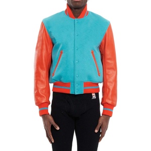 Collège de baseball brodé hommes laine Baseball Hip Hop manches en cuir véritable CollegeBaseballjacket pour hommes livraison DDP - Product Image 3